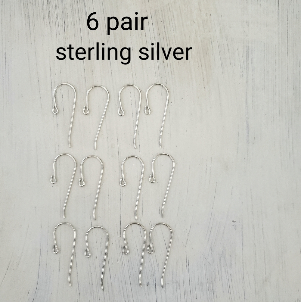 6 PAIR Solid Sterling Silver Ear Wires - Picture 4 of 8